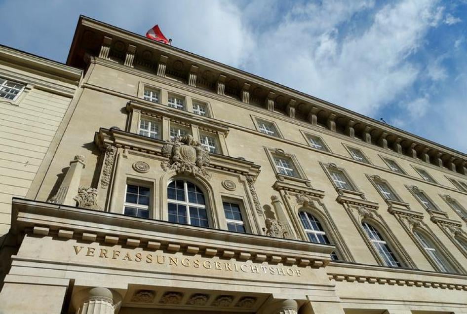 Das Verfassungsgericht in Wien, Österreich. Am 4. Dezember 2017 urteilte das Gericht, dass das Verbot der gleichgeschlechtlichen Ehe gegen die Verfassung verstößt.