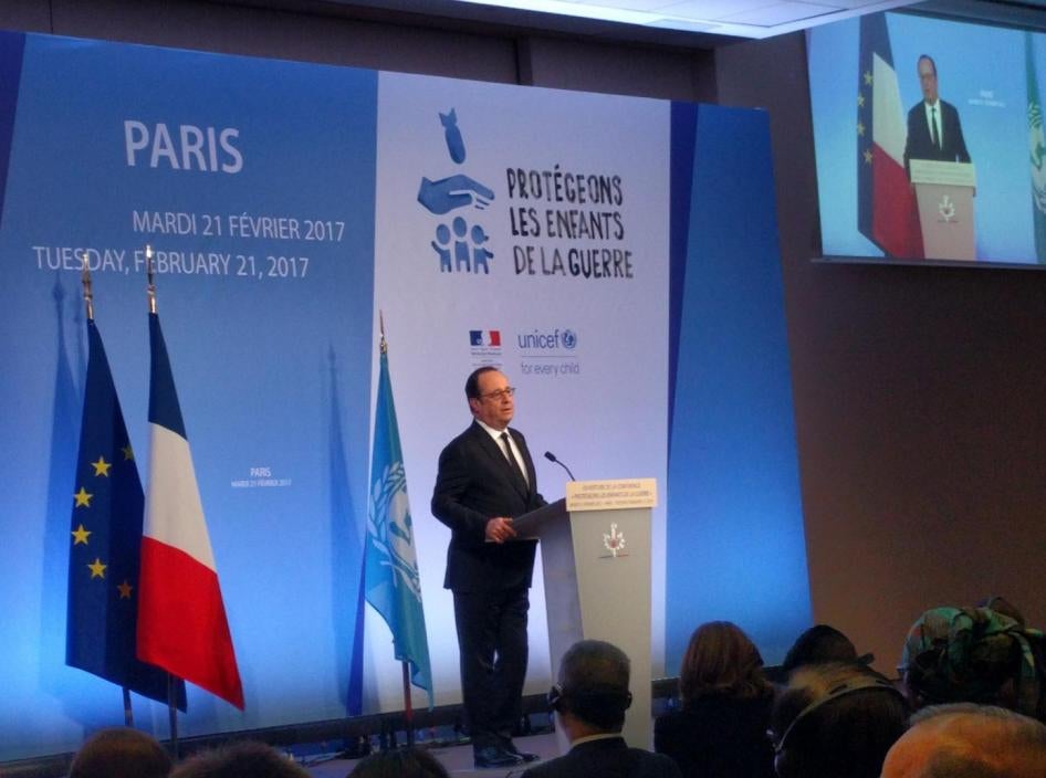 French President François Hollance annonces France's endorsement of the Safe Schools Declaration 