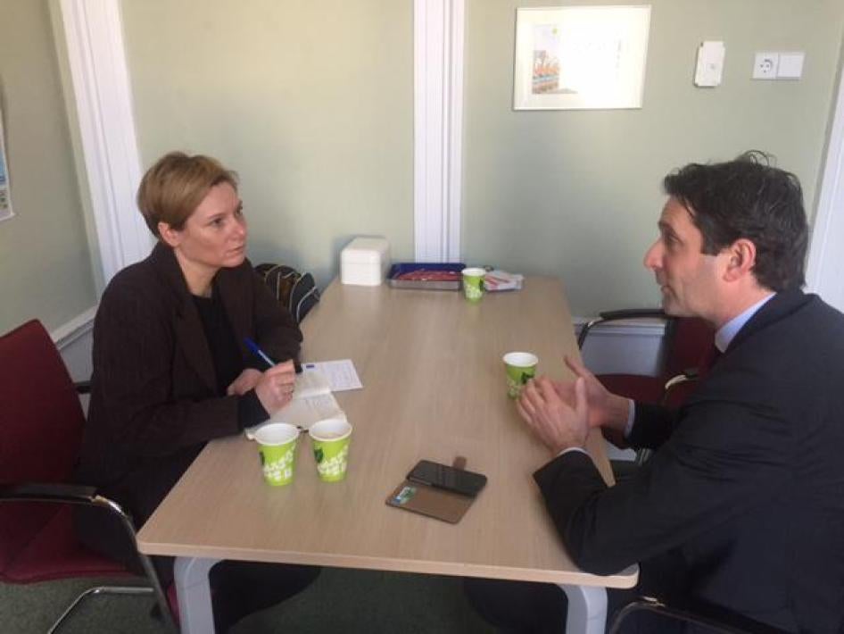 Michiel Servaes (PvdA) met Anna Timmerman (HRW)