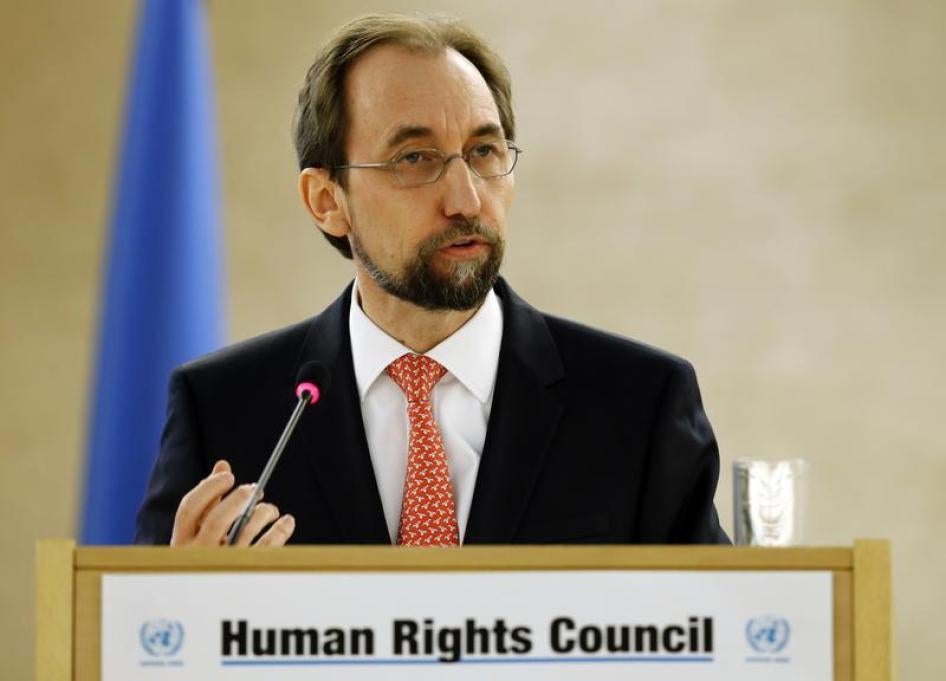 Zeid Ra'ad Al Hussein, U.N. High Commissioner for Human Rights attends the 34th session of the Human Rights Council at the European headquarters of the United Nations in Geneva, Switzerland, February 27, 2017.