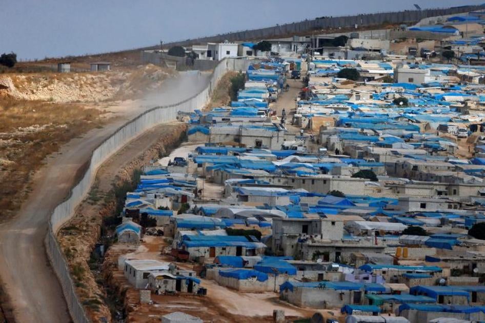 The Atma displaced persons camp on the Syrian side of Turkey’s border wall, where on February 6, 2018, during an exchange of fire between Turkish and Kurdish forces, a shell hit killing a girl and injuring seven others.