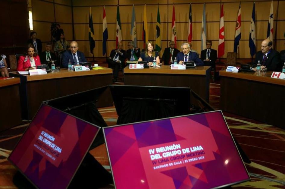 Members of the Lima Group nations attend a meeting in Santiago, Chile, January 23, 2018. 