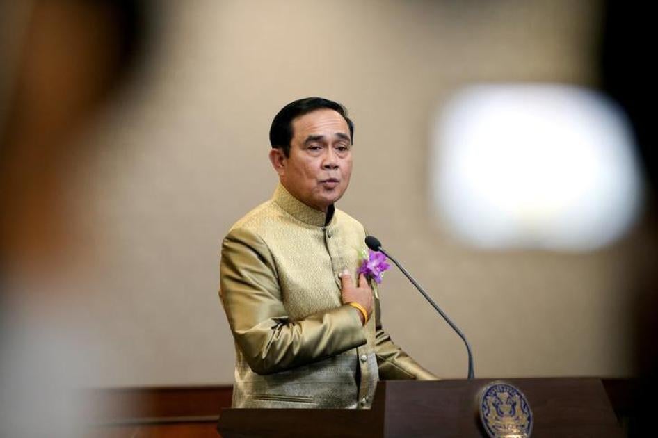 Thailand's Prime Minister Prayuth Chan-ocha gestures during a news conference after a weekly cabinet meeting at Government House in Bangkok, Thailand, January 9, 2018. 