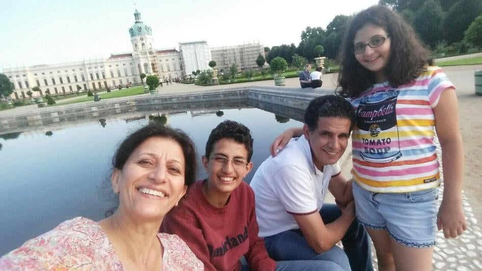 Kiffah Massarwi outside Charlottenburg Palace in Berlin, Germany with her son Marwan Abotair, husband Yazed Abotair and daughter Mai Abotair. Israel’s discriminatory marriage law prevents Yazed Abotair from living in Israel despite the Israeli nationality