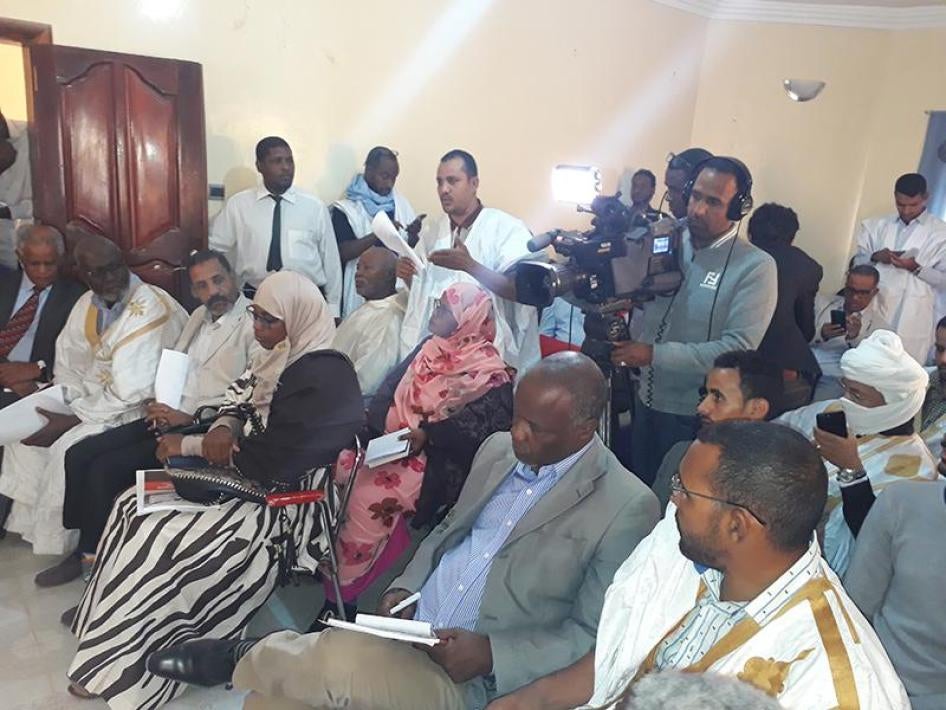 Conférence de presse de Human Rights Watch à Nouakchott, en Mauritanie, le 12 février 2018.