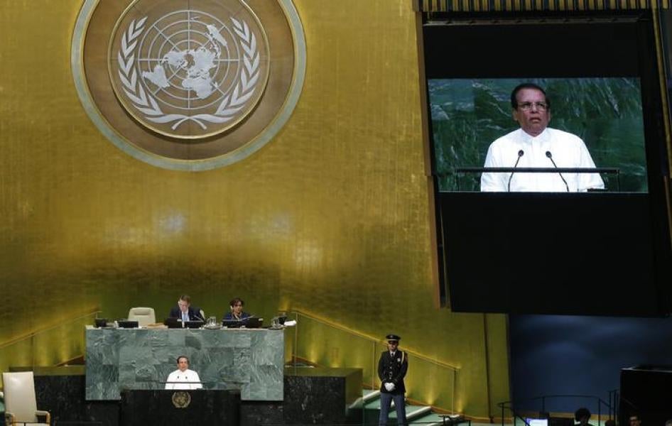 Sri Lankan President Maithripala Sirisena addresses the 72nd United Nations General Assembly at UN headquarters in New York, September 19, 2017.