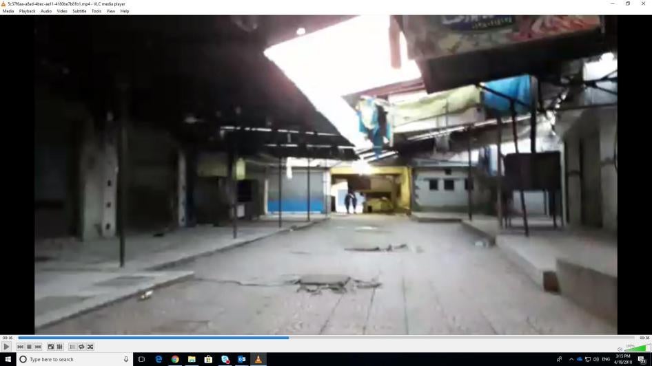 Still image from a video provided to Human Rights Watch by a Sinai activist and recorded on February 24, showing completely shut markets in al-Arish. Some food delivered more recently allowed markets to partially re-open. © 2018 Private