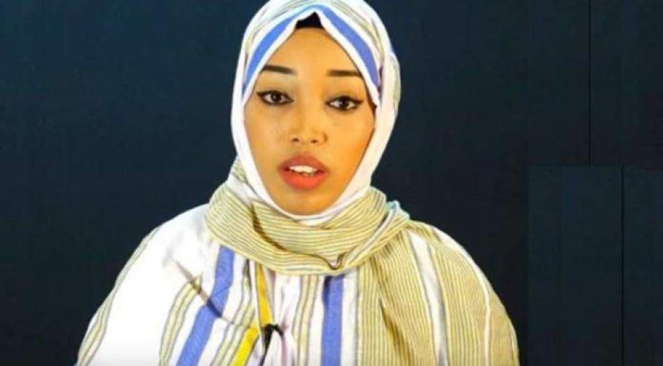 Naima Ahmed Ibrahim, a popular poet, was sentenced to three years in prison for promoting unity of Somaliland with Somalia. She was released on May 7, 2018, following a presidential pardon after spending more than three months in detention. © Private