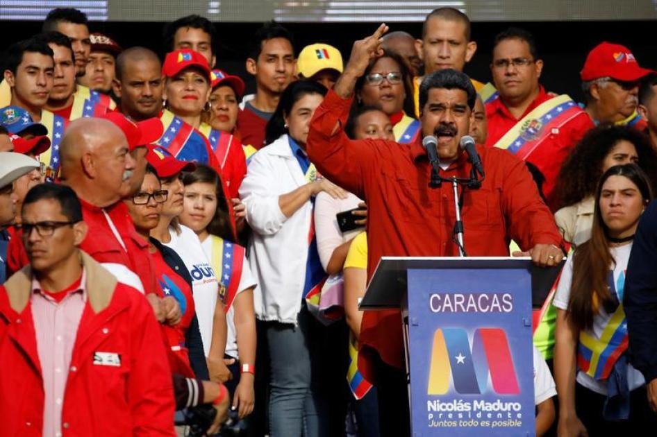 委内瑞拉总统马杜罗在竞选集会中演说，委内瑞拉卡拉卡斯，2018年5月4日。