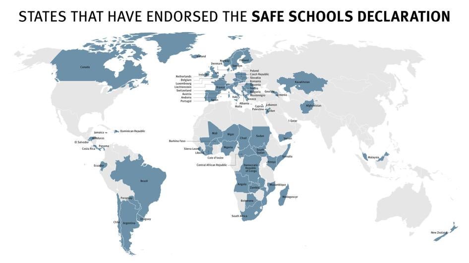 map of countries that have signed the safe schools accord