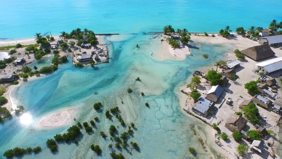 An aerial view of one of Kiribati’s islands.