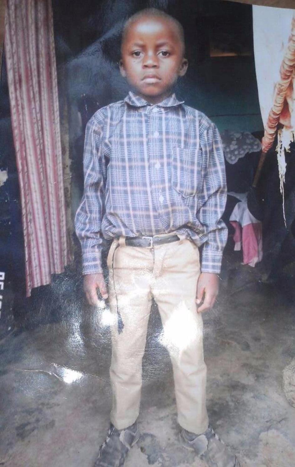 Gédéon Ntumba Kalaba, 10 ans, a été tué par une balle perdue à Lubumbashi, en République démocratique du Congo, le 6 août 2018.