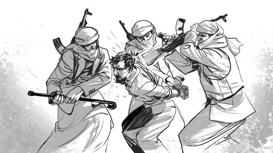 وصف محتجزون سابقون قيام عناصر حوثيين بضربهم بقضبان حديدية وخشبية وبالبنادق. © 2018 جون هولمز لـ هيومن رايتس ووتش
