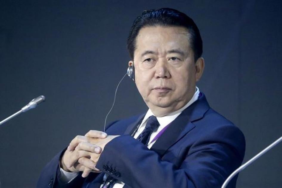 Meng Hongwei saat masih menjabat sebagai Presiden Interpol di Kongres Keamanan Siber Internasional di World Trade Center Moskow, 6 Juli 2018.
