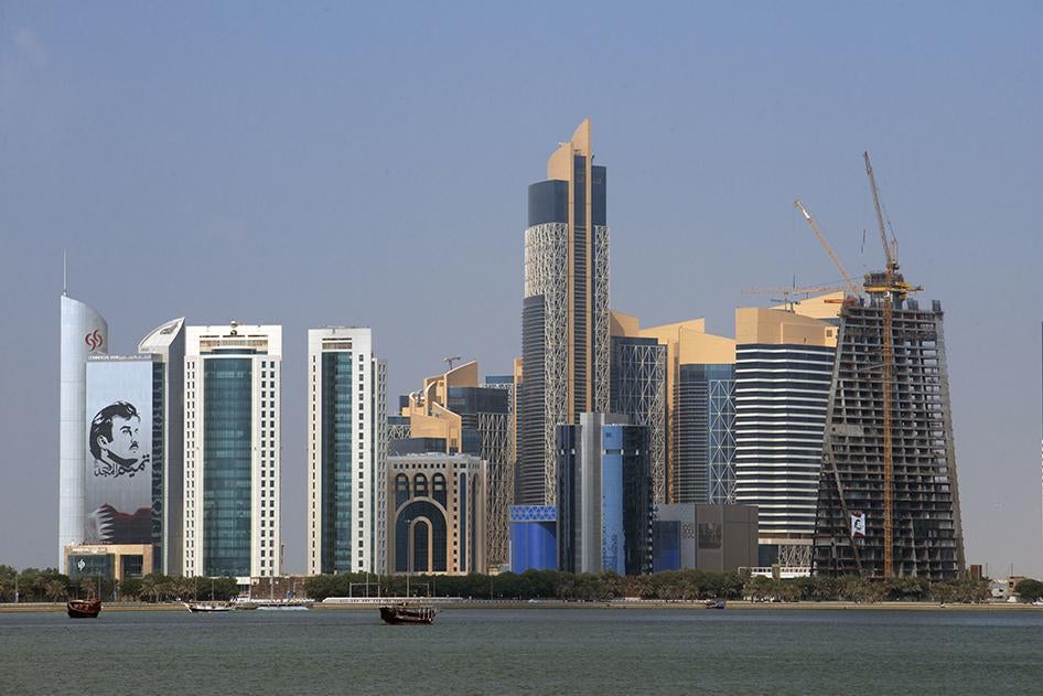 Skyline with the skyscrapers in the financial area of Doha, the capital of Qatar. © 2017 Sergi Reboredo/AP Images