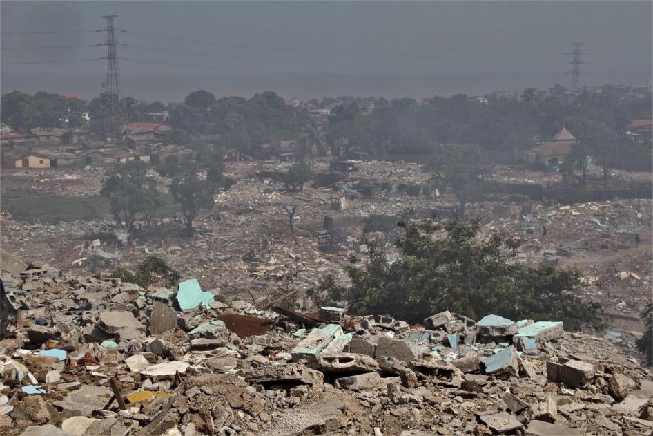 Rubble of demolished homes in the Dar-Es-Salam neighborhood of Conakry, Guinea’s capital, on June 8, 2019.