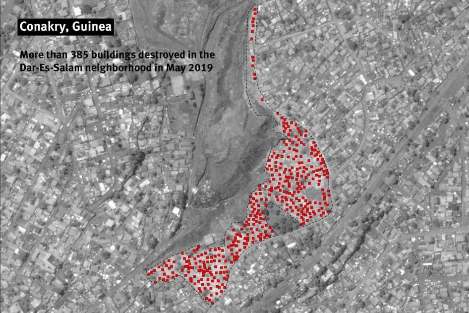More than 385 buildings destroyed in the Dar-Es-Salam neighborhood in May 2019.