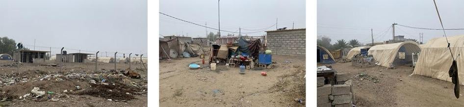 داخل مخيم إسحاقي غير الرسمي الذي تديره "قوات الحشد الشعبي" في محافظة صلاح الدين. © 2018 بلقيس والي/ هيومن رايتس ووتش