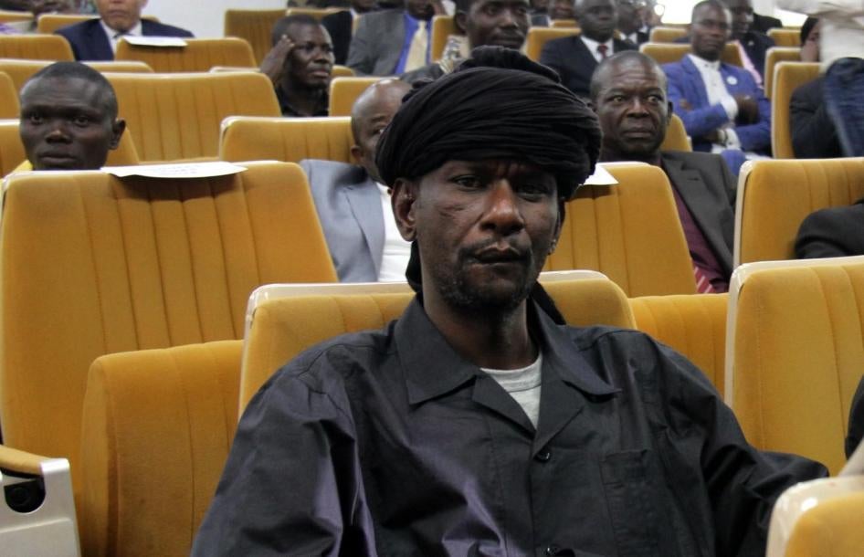 Sidiki Abass (also known as Bi Sidi Souleymane), commander of a group called Return, Reclamation, Rehabilitation, or 3R, at the peace deal signing ceremony in Bangui, Central African Republic, on February 6, 2019.