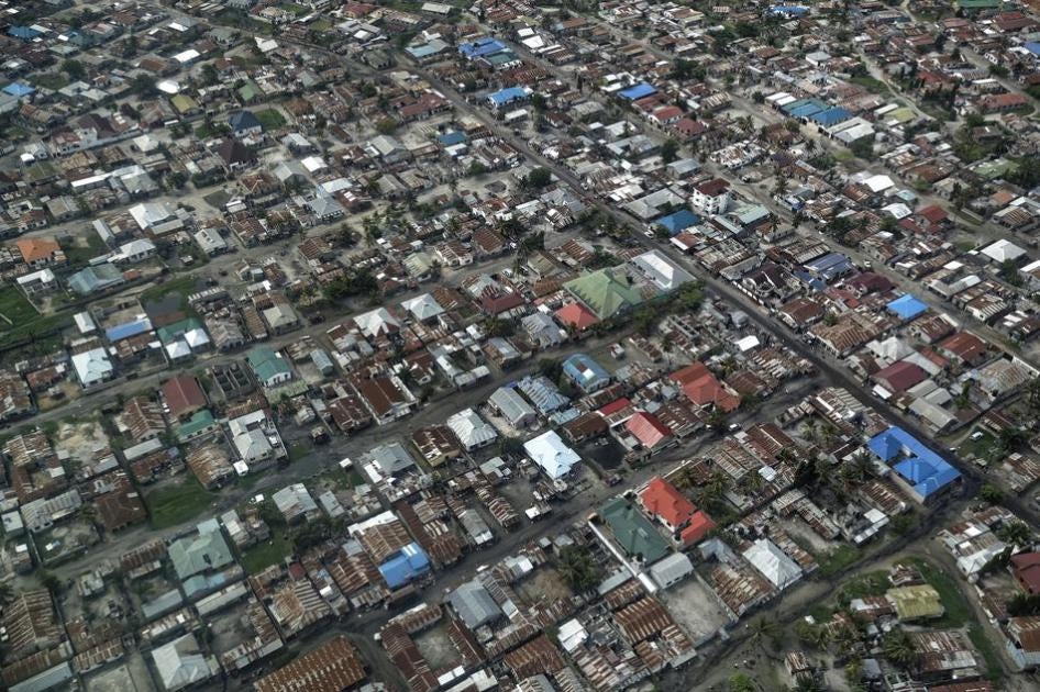 Part of the city of Dar es Salaam is seen from an airplane, in Tanzania