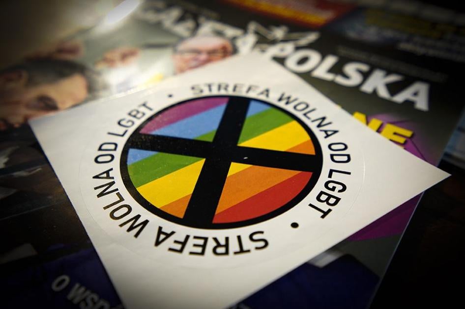"LGBT-free zone" stickers inside the weekly edition of the conservative Polish Gazeta Polska magazine