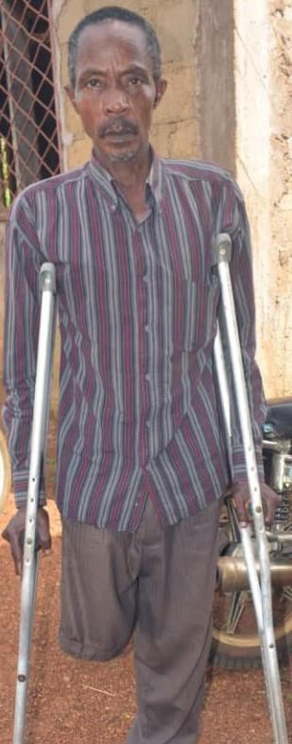 Egbe Aron Ayuk, 62 years old, has a physical disability and was forced to flee his village in the South-West region of Cameroon following clashes between armed separatists and security forces. May 18, 2019.