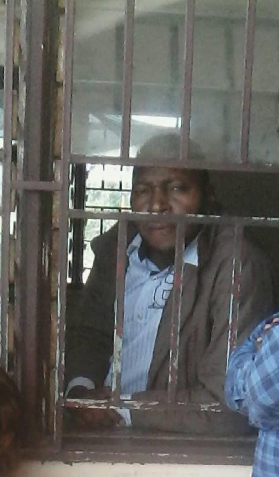 Fondang Mesaack Nathan while in detention at the Gendarmerie Station in Sangmélima, South Region, Cameroon 