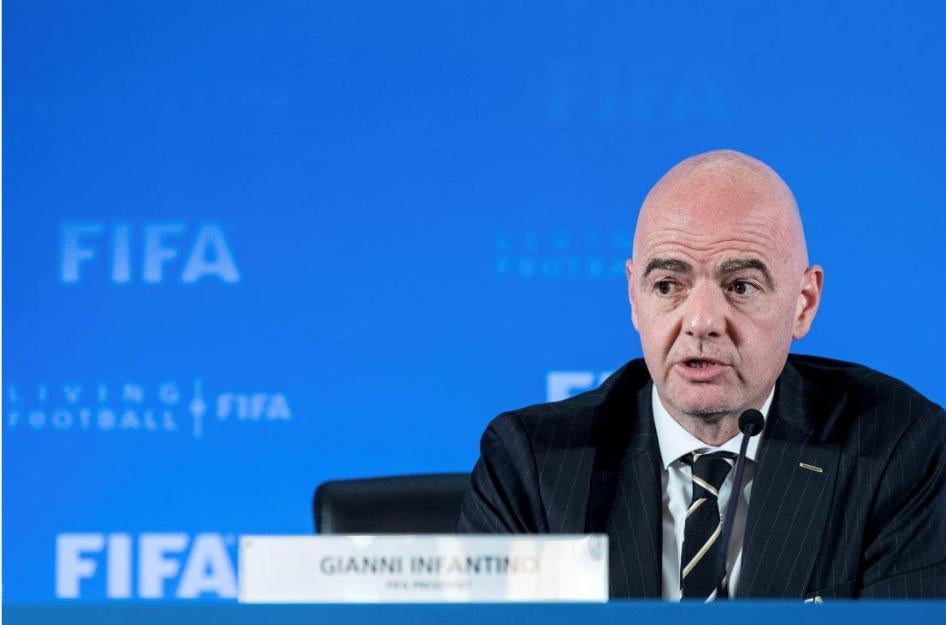 Gianni Infantino, FIFA-Präsident, bei einem Treffen des FIFA-Exekutivkomitees, auf dem offiziell bekannt gegeben wurde, dass die FIFA-Klub-Weltmeisterschaft 2021 in Shanghai, China, stattfinden wird, 24. Oktober 2019