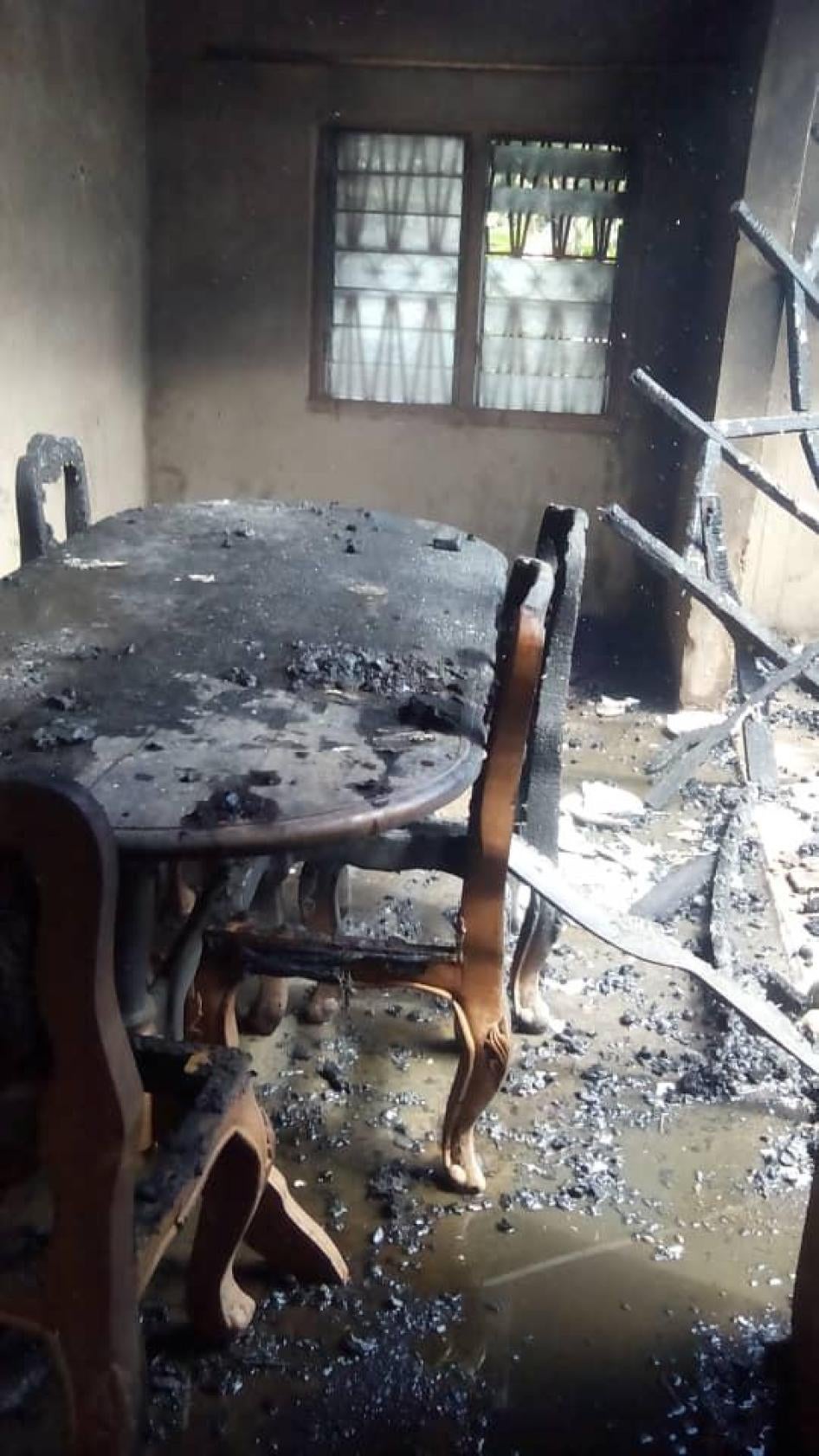 Inside one of the homes burned by the military on October 29, 2019 in Muchweni village, North-West region.