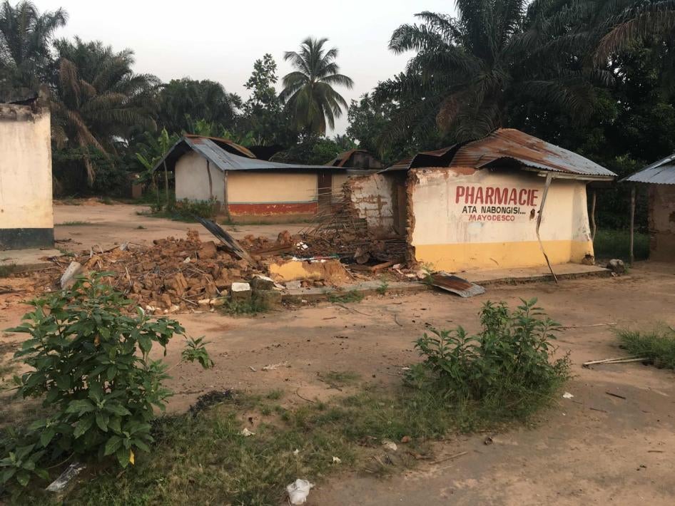 Un bâtiment détruit dans la ville de Yumbi, en République démocratique du Congo, le 17 février 2019.