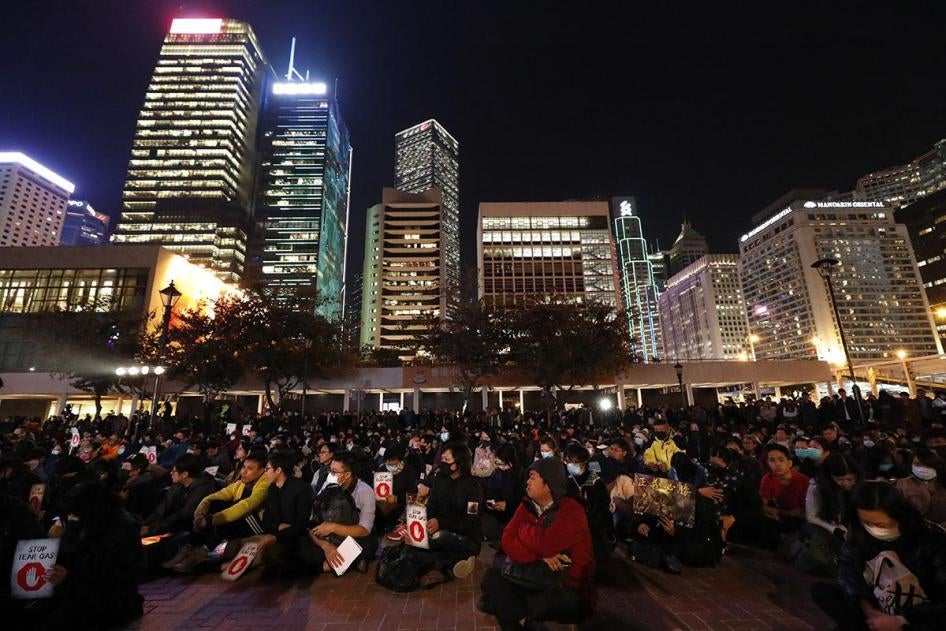 Protesters gather during a rally against the police's use of tear gas in Hong Kong, December 6, 2019.