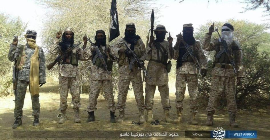 Des membres d’un groupe islamiste armé présent au Burkina Faso en 2018. Image publiée le 22 mars 2019.