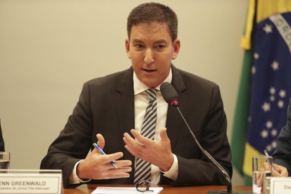 O jornalista norte-americano Glenn Greenwald, um dos fundadores do The Intercept, fala durante audiência pública na Câmara dos Deputados, em Brasília, no dia 25 de junho de 2019.