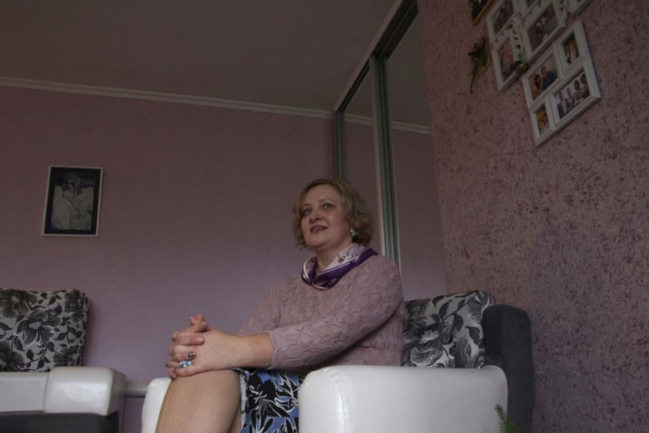 Nadezhda German, who spoke to Human Rights Watch about the imprisonment of her husband, and their treatment by officials, because they are Jehovah Witnesses. 