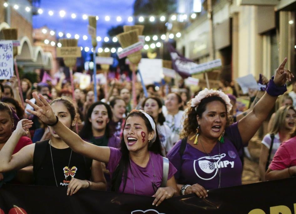 Rassemblement en faveur des droits des femmes tenu le 8 mars 2019  à Asuncion, au Paraguay, à l’occasion de la Journée internationale de la femme.