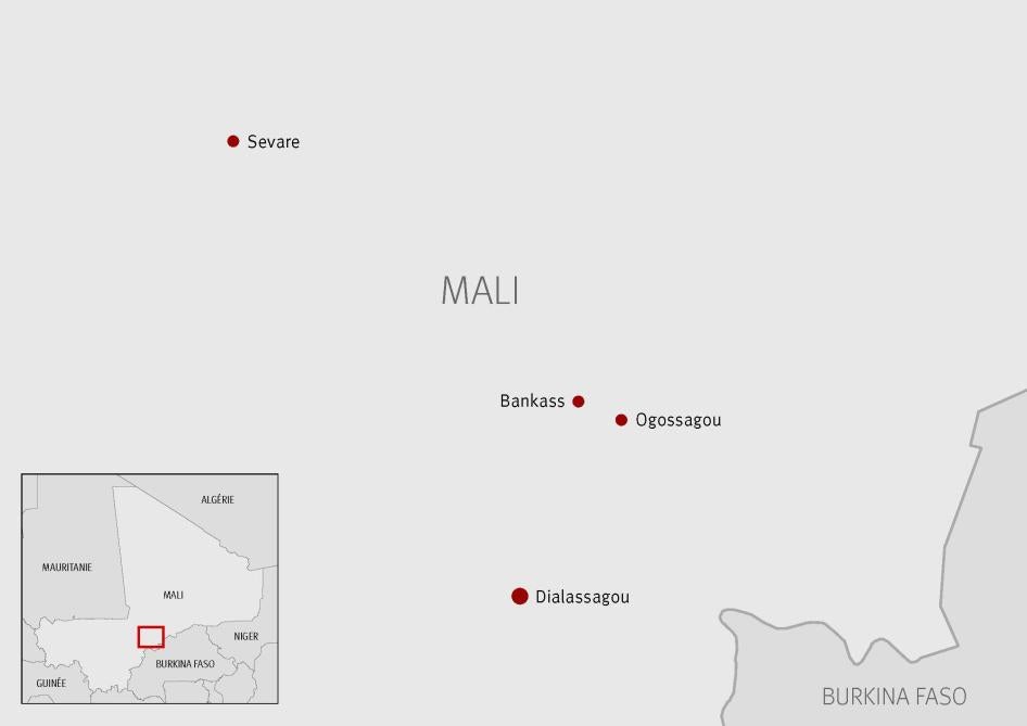 Carte du Mali, montrant l'emplacement du village d'Ogossagou dans le sud-est du pays.