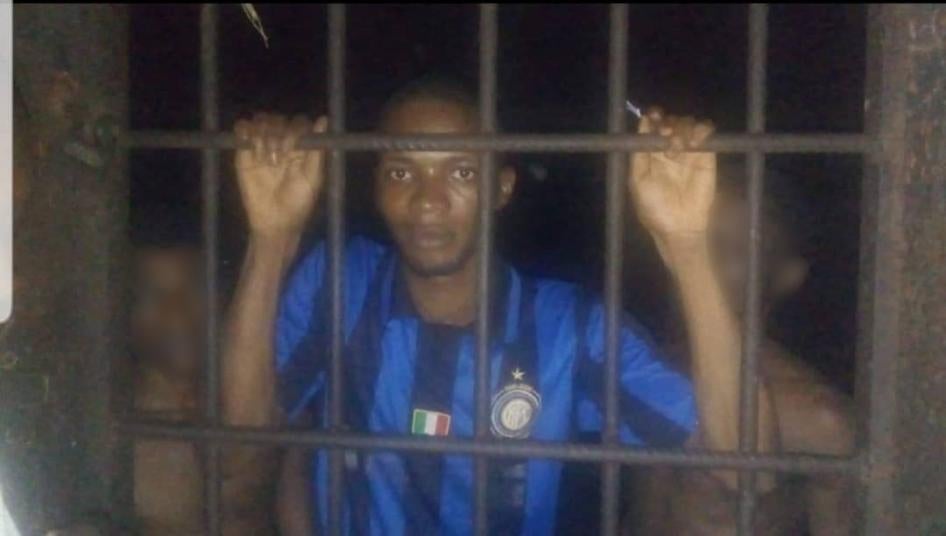 Activist Joseph Lokondo at Mbandaka’s prison, in western Democratic Republic of Congo.