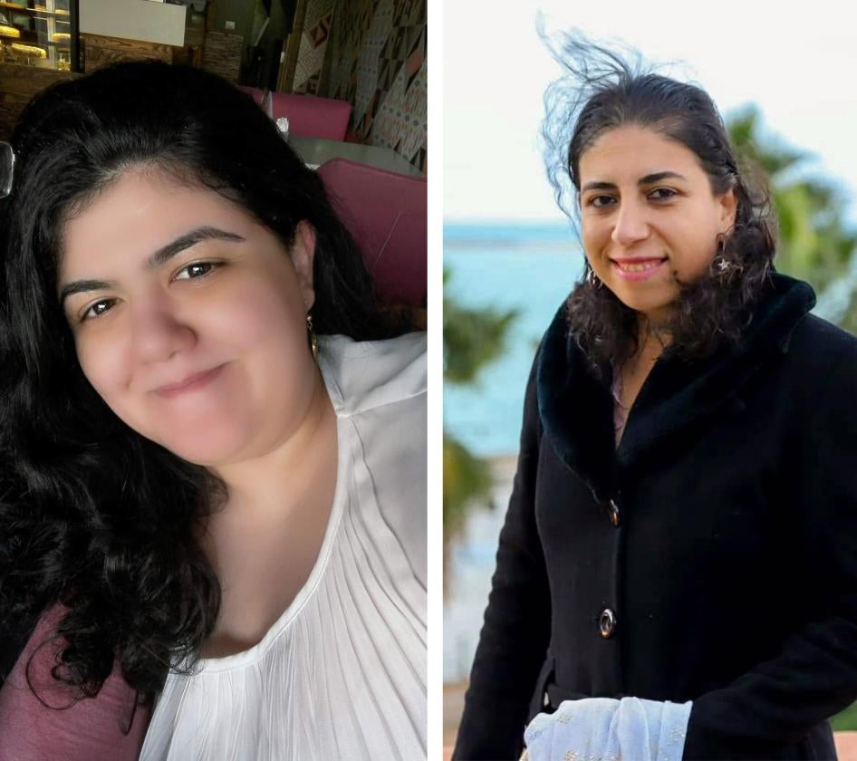 Marwa Arafa, left, was arrested at her home in Cairo on April 20, 2020 and remains forcibly disappeared. Kholoud Said was arrested at her family home in Alexandria on April 21, 2020 and remains forcibly disappeared.