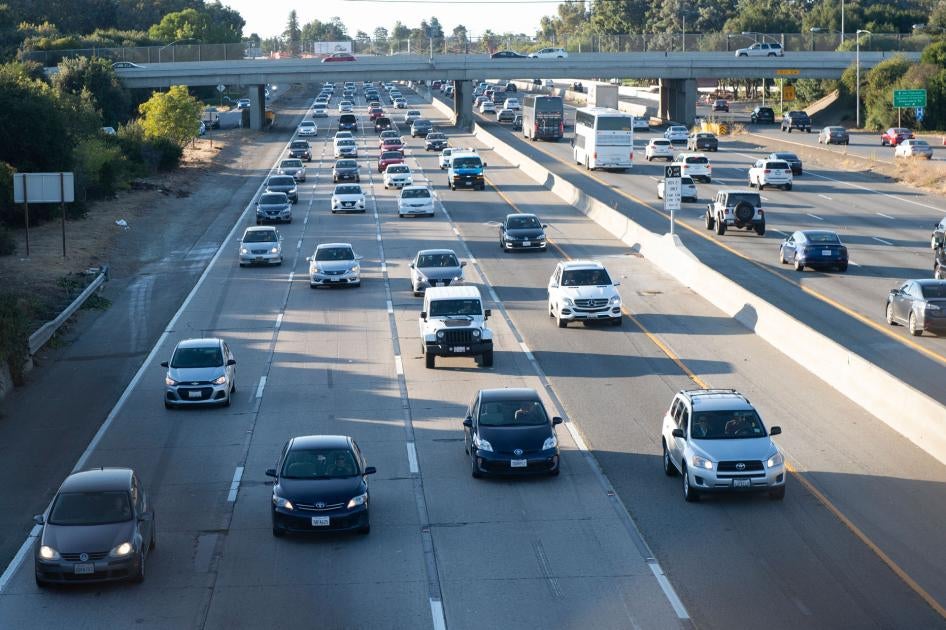 Cars are seen on highway 101 in Palo Alto, California, September 17, 2019.