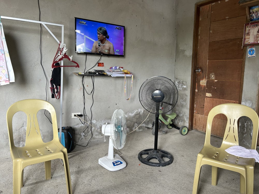 Ria Clarin's house is unfinished because floodwater occasionally enters her house despite added elevation at the Pulo relocation site, July 13, 2026.