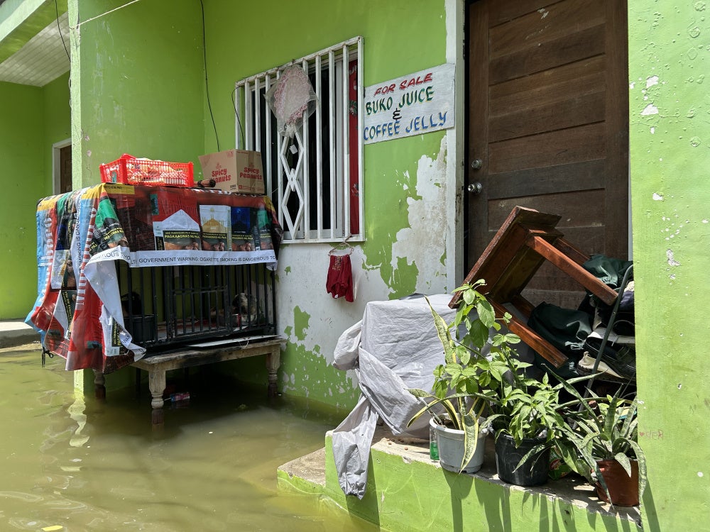 The river tide reached 1.6m during the high point of flooding at the Pulo relocation site, July 14, 2026.