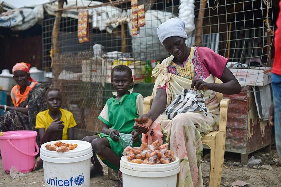 A food vendor in the UNMISS camp near Bentiu with little to sell to customers who have little money to purchase. 