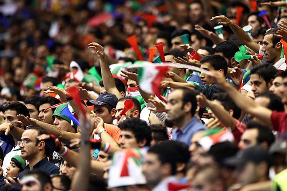 Fans of Iran during FIVB Volleyball World League 2015 Iran during a match against Poland on June 26, 2015 in Tehran, Iran. 