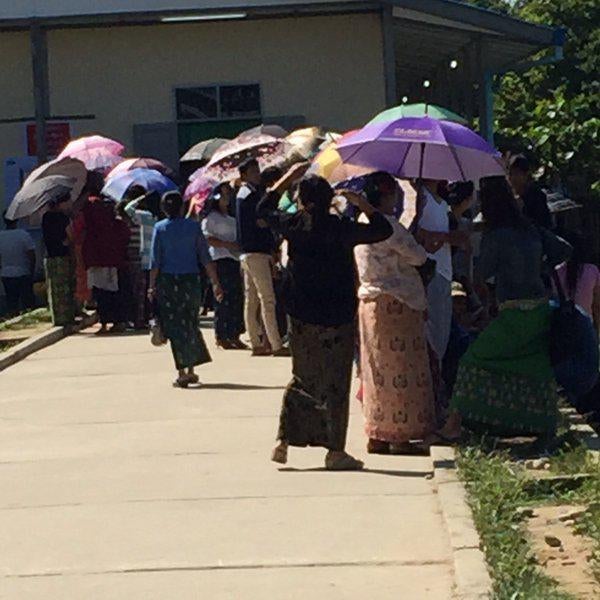 In Myitkyina, lines are building up again after Sunday service.