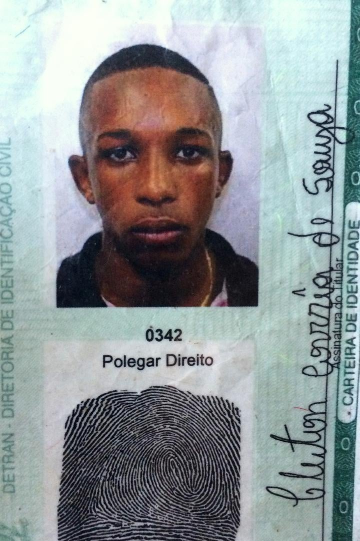 Cleiton Corrêa de Souza´s identity card. De Souza, 18, died on November 28, 2015, after police officers opened fire at the car he was riding in with four friends.  © 2016 César Muñoz Acebes/Human  Rights Watch