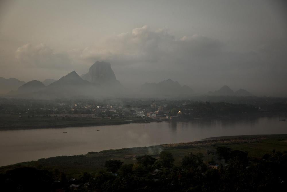 View of Hpa-an, capital of Karen state, on the bank of the Salween River. 