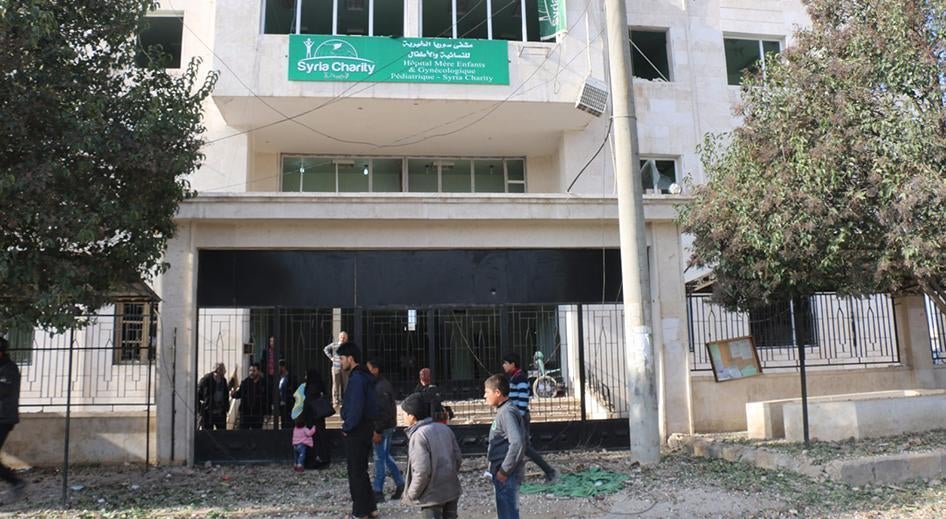 The Women and Children’s Hospital in Azaz city, after it was attacked on February 15, 2016. The hospital stands on a main road, which sees a lot of traffic. 