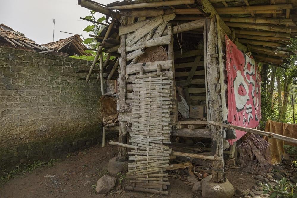 Agus, a 26-year-old man with a psychosocial disability, built this sheep shed behind his family home in Cianjur, West Java. When he developed a mental health condition, his parents sold the sheep and locked Agus in the shed for a month because they though