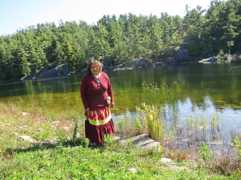 Josephine Mandamin, from the Wikwemikong Unceded Indian Reserve and known as the Water Walker, pictured after a water ceremony and elder circle in Whitefish River First Nation. © 2015 Samer Muscati/Human Rights Watch