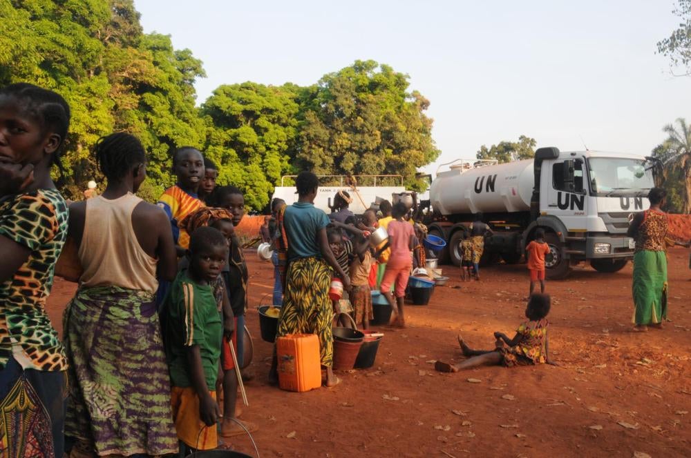 Des personnes déplacées par les combats à Bria (République centrafricaine)